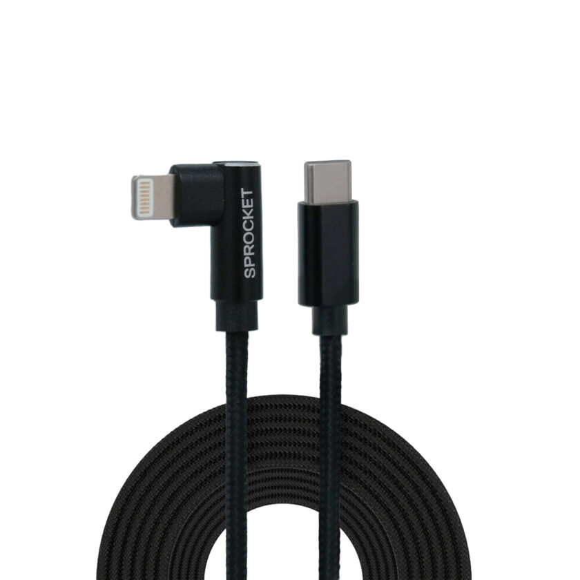 Right Angled Lightning to USB-C suitable for newer iPads such as iPad 8th & 9th Gen with a lightning connection but which ship with a USB-C fast charger.